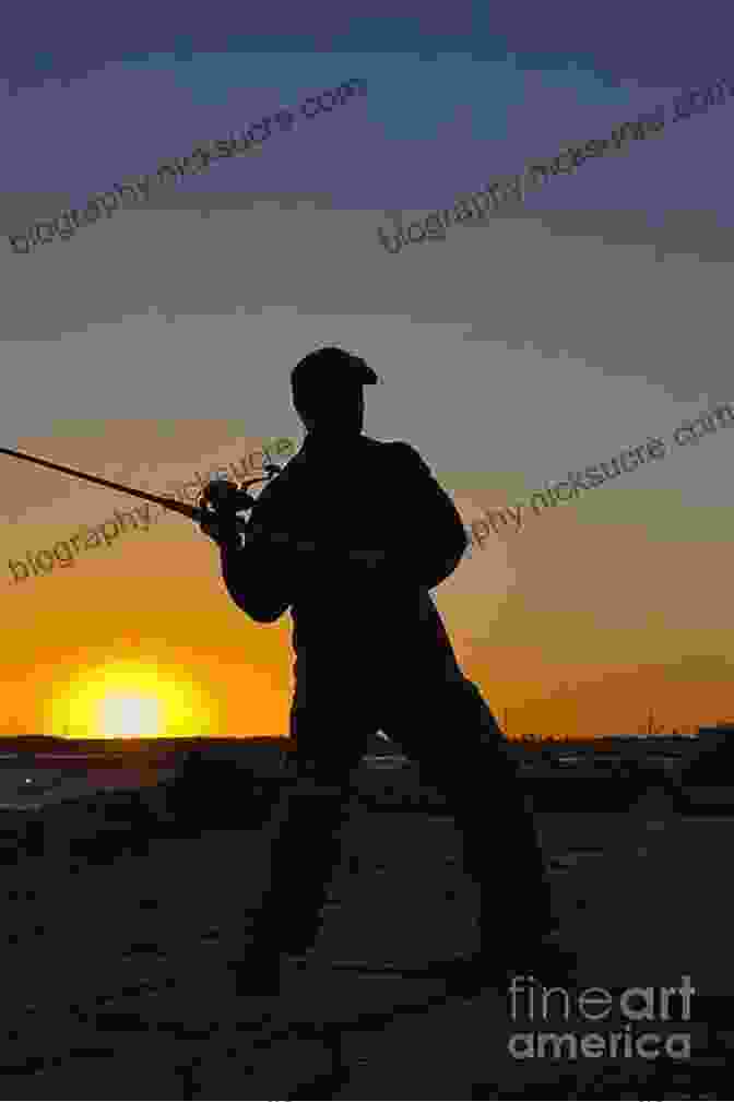 Silhouette Of An Angler Casting A Line Against A Sunset Maine To Montauk: A Striped Bass Journey 1950 To 2024
